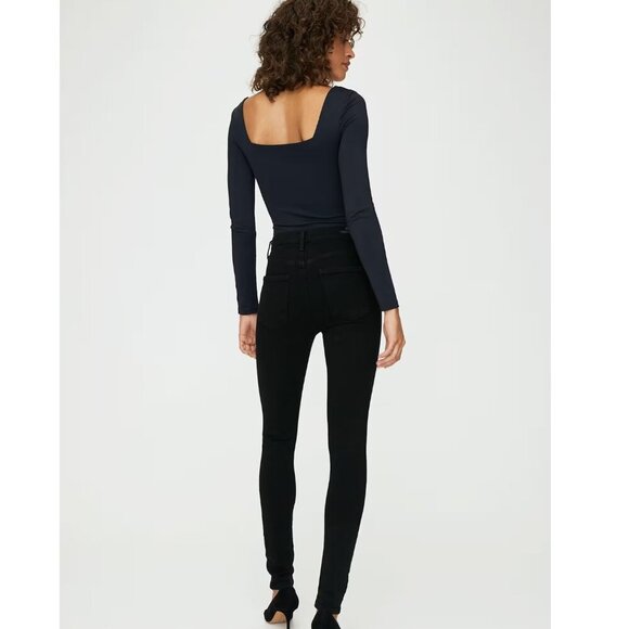 Citizens of Humanity Aritzia Rocket High Rise Skinny Jeans All Black Stretch 26 - Picture 3 of 9